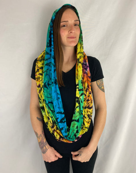 Neon Rainbow Tie-dyed Infinity Scarf - (Organic Bamboo/Cotton)