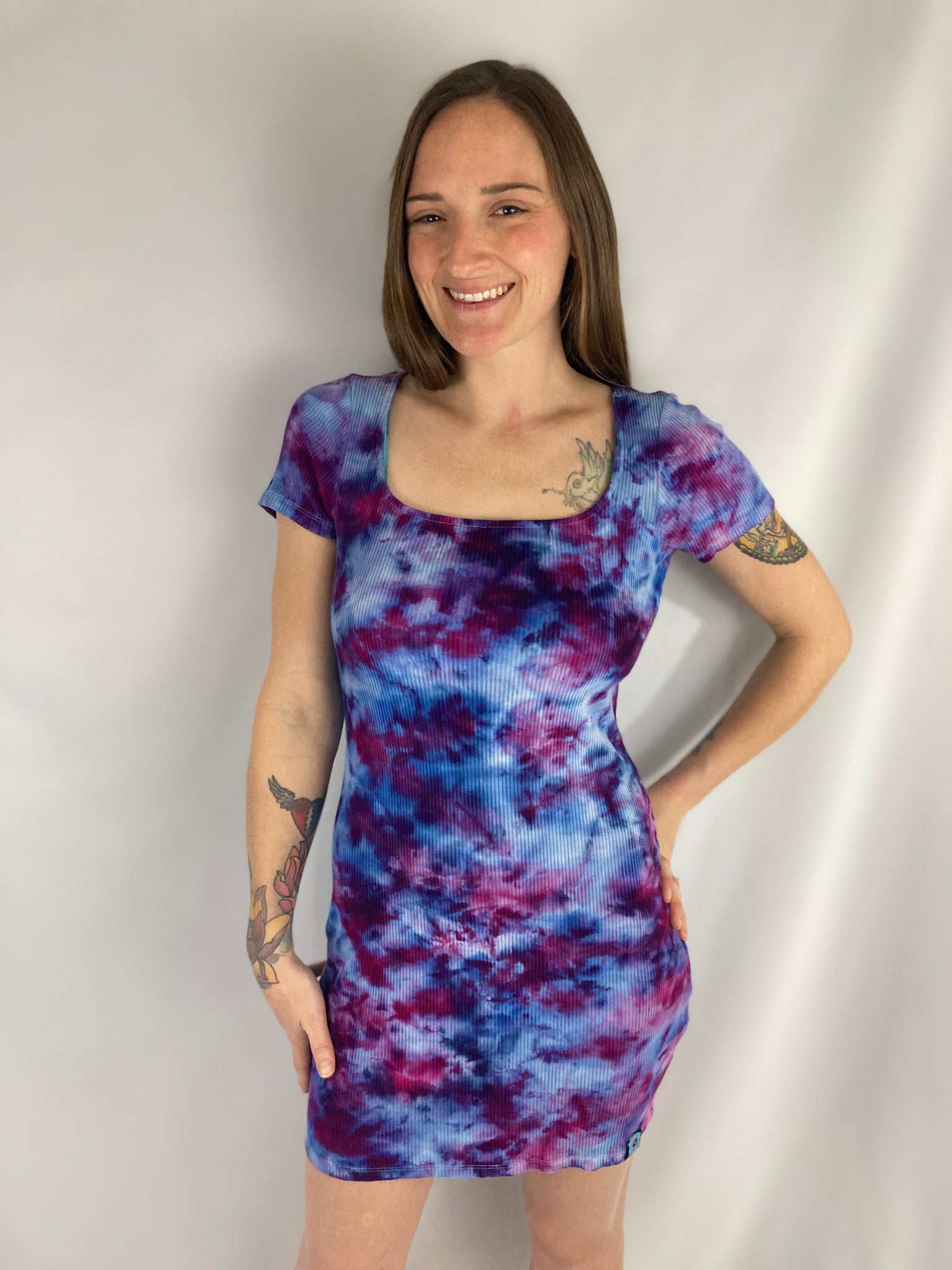 Women's Lilac Blush Ice-Dyed Mini Dress, XL