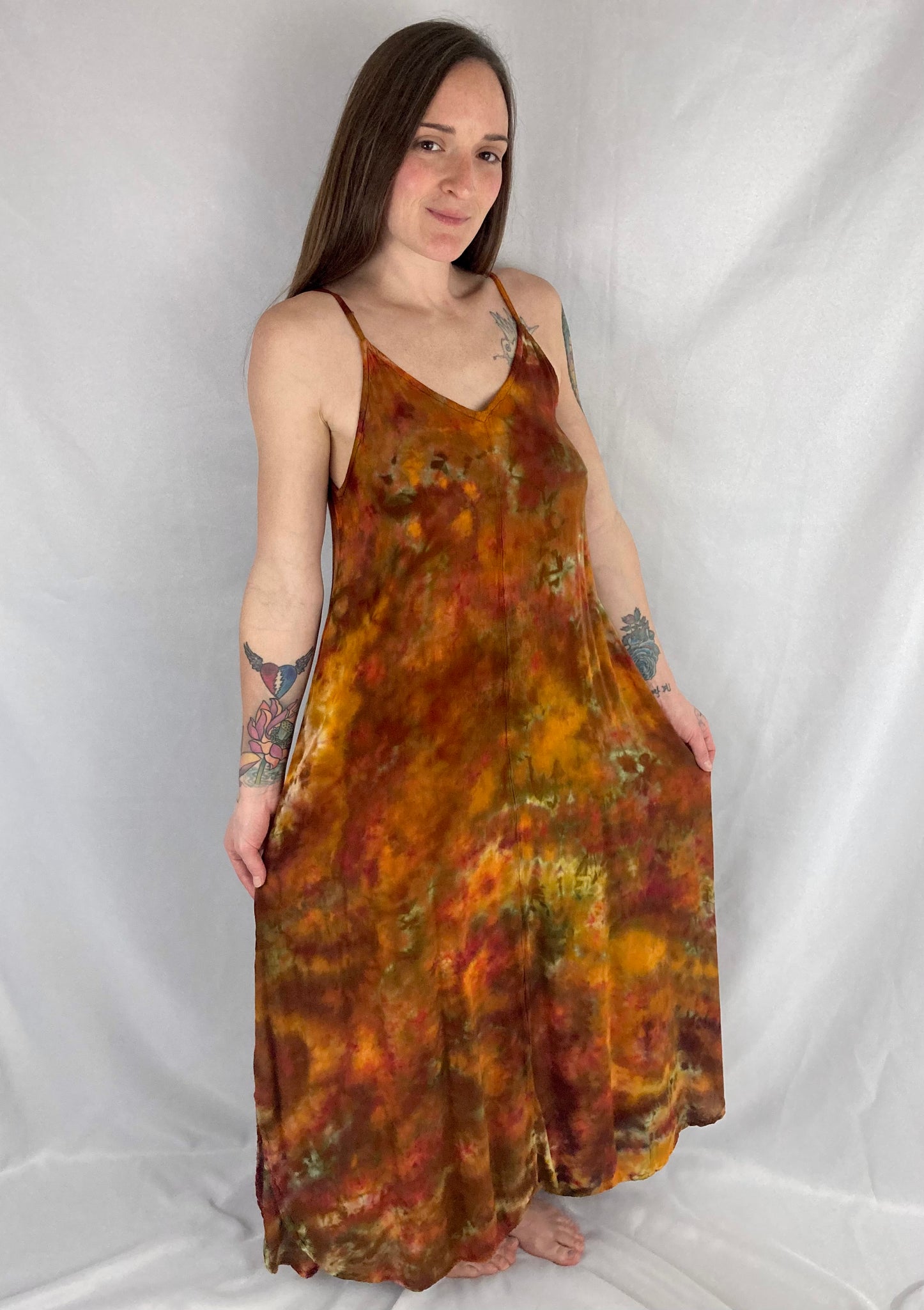 Women's Marigold Crush Ice-Dyed Rayon Maxi Dress, M