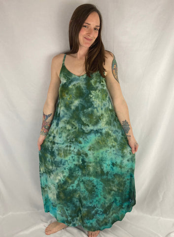 Women's Green Crush Ice-Dyed Rayon Maxi Dress, S