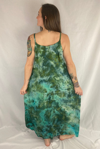 Women's Green Crush Ice-Dyed Rayon Maxi Dress, S