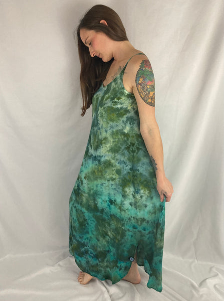 Women's Green Crush Ice-Dyed Rayon Maxi Dress, S