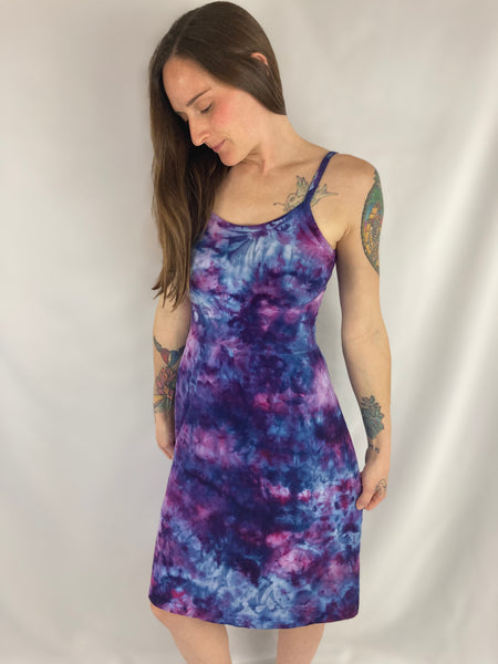 Ladies Purple Crush Ice-Dyed Strappy Tank Dress, S