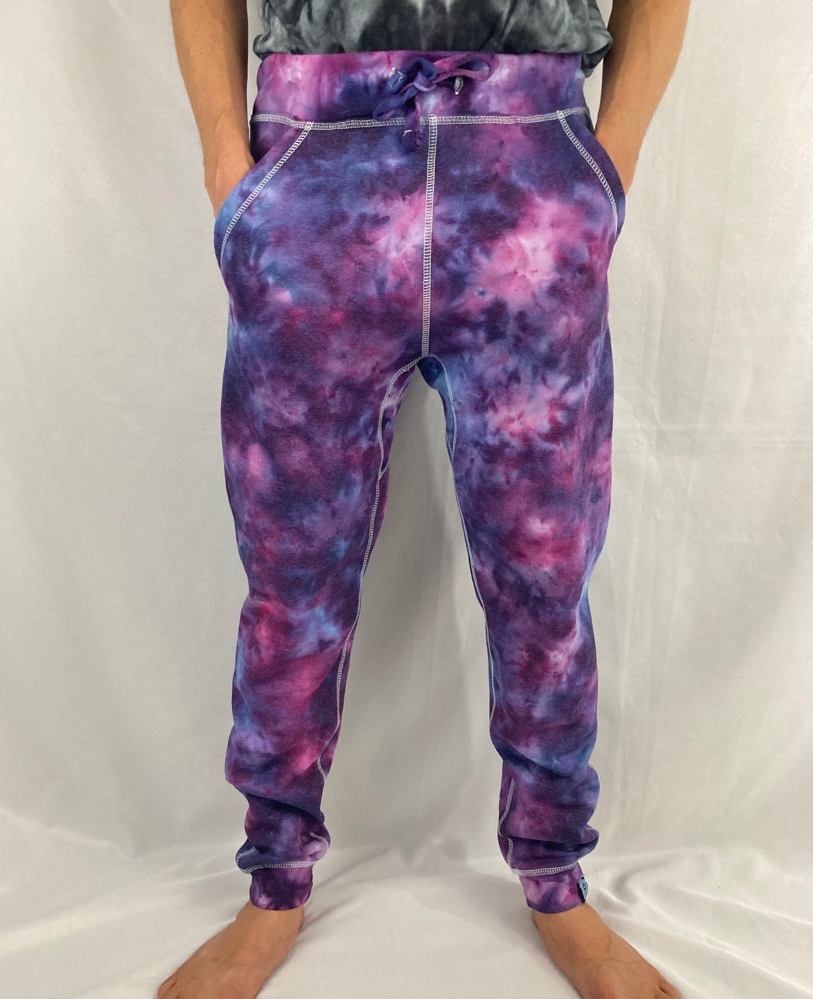 Adult Purple Galaxy Ice-Dyed Jogger Sweatpants, S