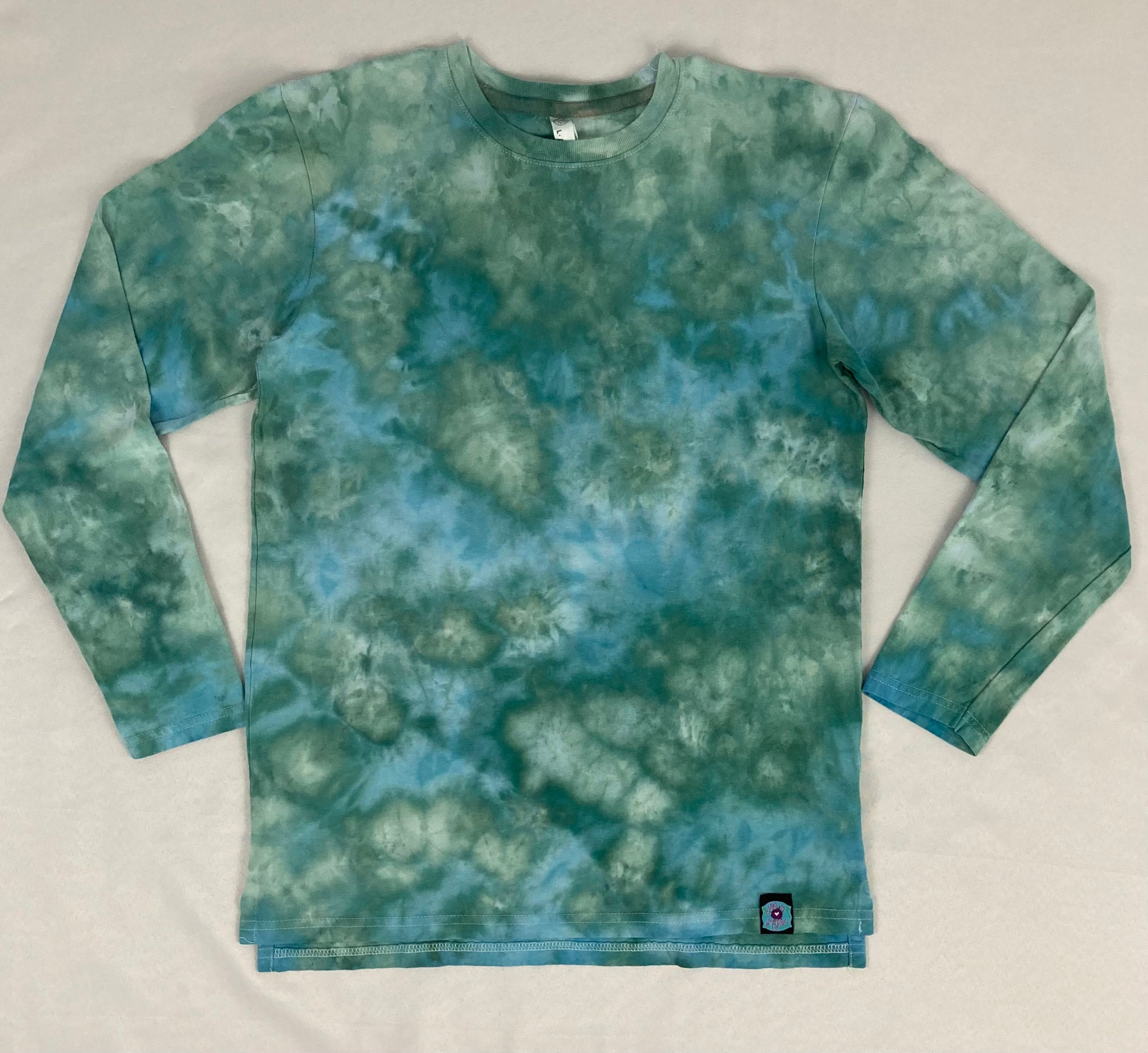 Adult Sea Green Ice-Dyed Long-sleeve Tee, M