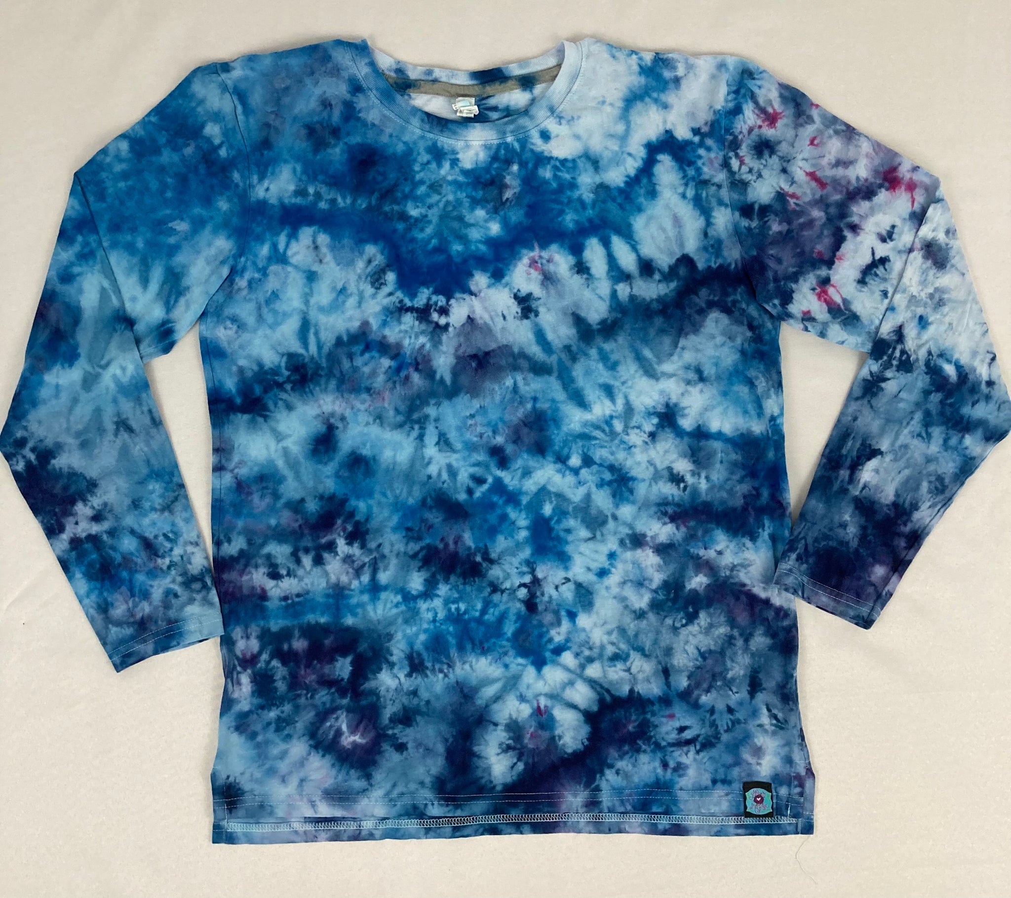 Adult Ocean Blue Ice-Dyed Long-sleeve Tee, L
