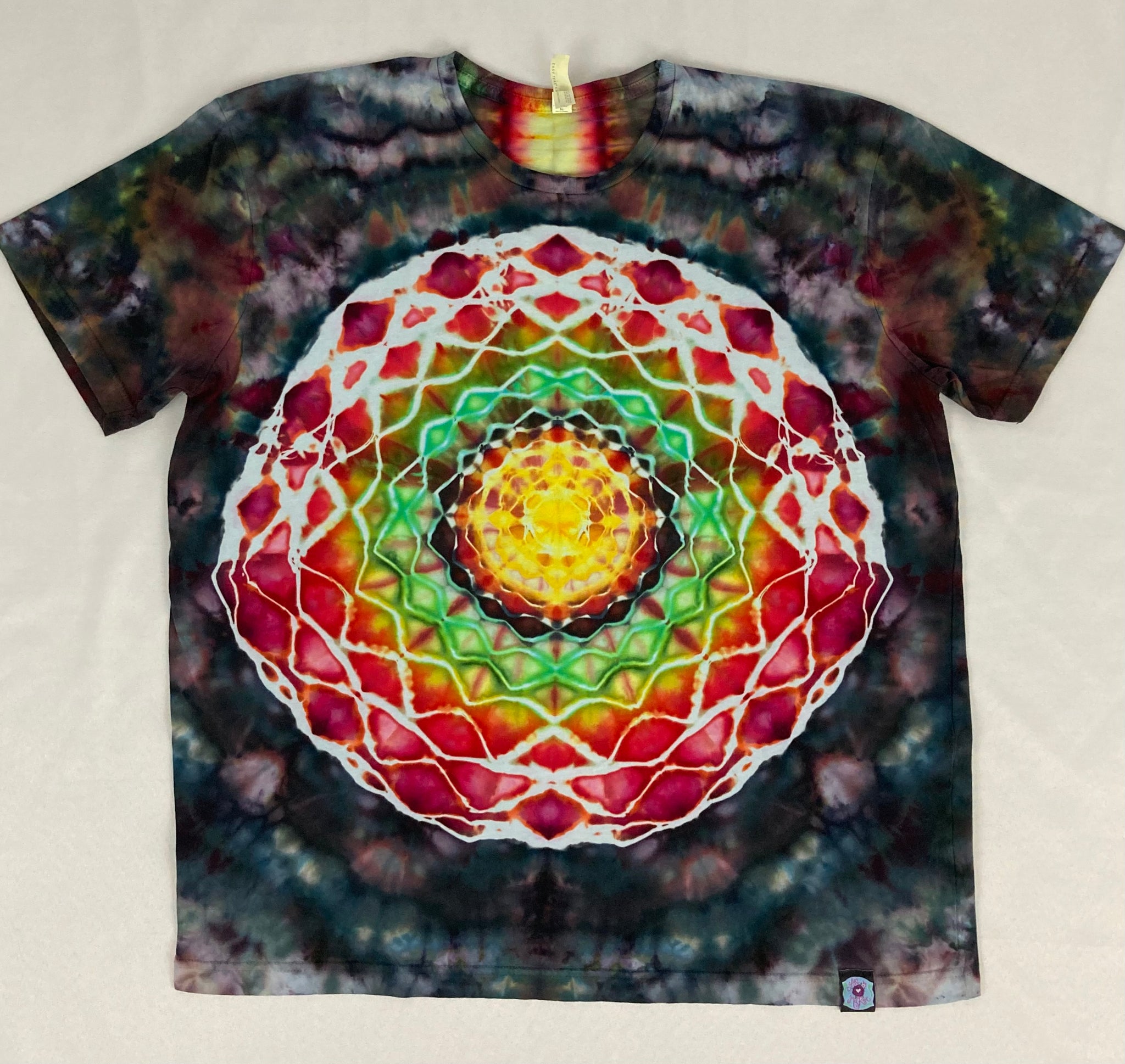 Adult Rasta Inspired Mandala Ice-Dyed Tee, XL