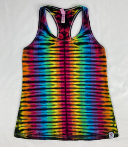 Women's Rainbow Stripe Tie-dyed Racerback Tank, M