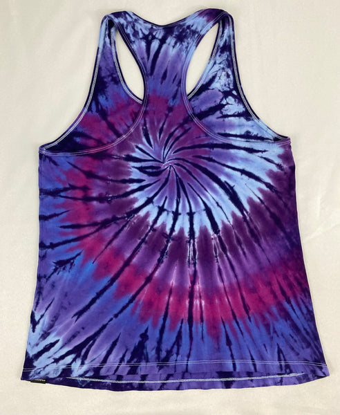 Women's Purple Spiral Tie-dyed Racerback Tank, M & 2X