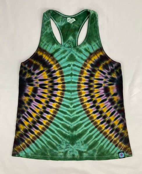 Women's Earthy Green Tie-dyed Racerback Tank, 2X