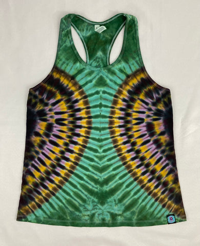 Women's Earthy Green Tie-dyed Racerback Tank, 2X
