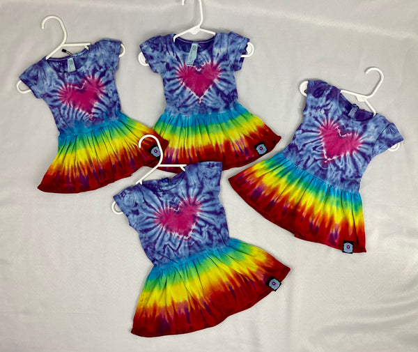 Baby Rainbow Heart Tie-Dyed Dress, 6M