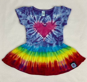 Baby Rainbow Heart Tie-Dyed Dress, 6M