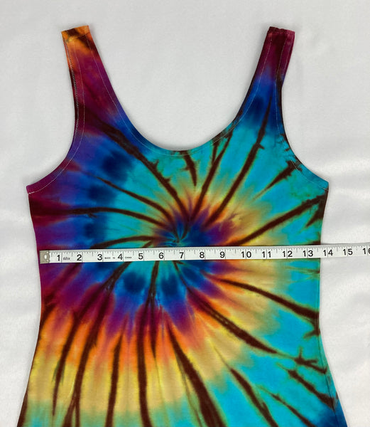 Women’s Earthy Rainbow Tie-Dyed Bodycon Maxi Dress, S/M