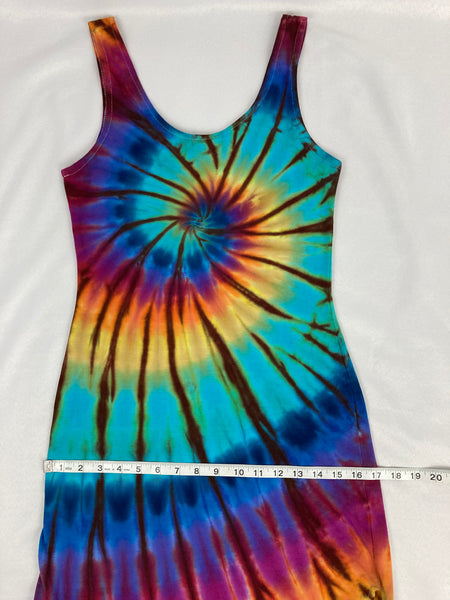 Women’s Earthy Rainbow Tie-Dyed Bodycon Maxi Dress, S/M