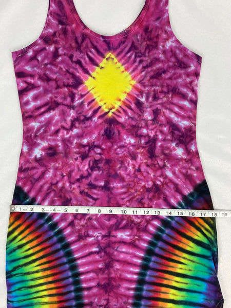 Women’s Pink Rainbow Tie-Dyed Bodycon Maxi Dress, M/L