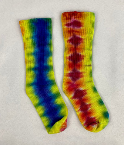 Kids Rainbow Stripe Tie-Dyed Bamboo Socks, multiple sizes
