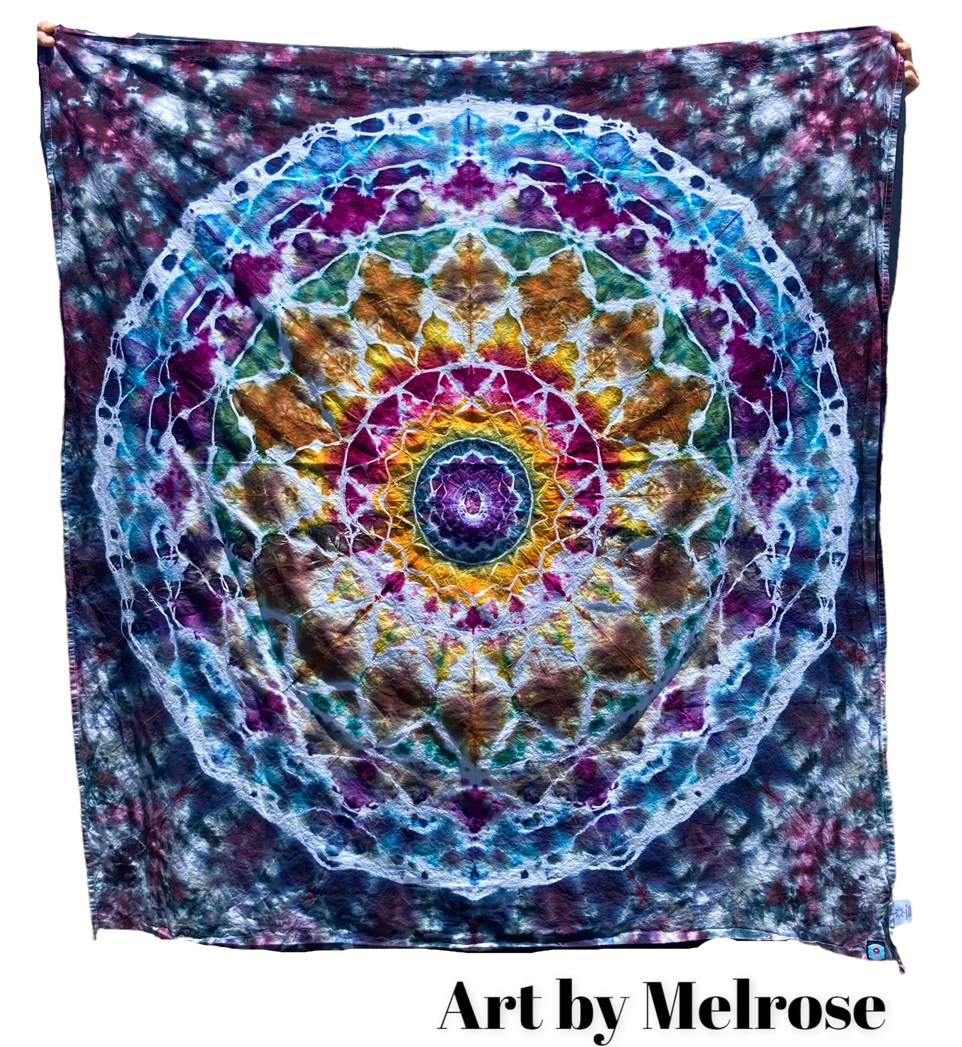 58" x 58" Mandala Ice-dyed Tapestry/Wall Hanging
