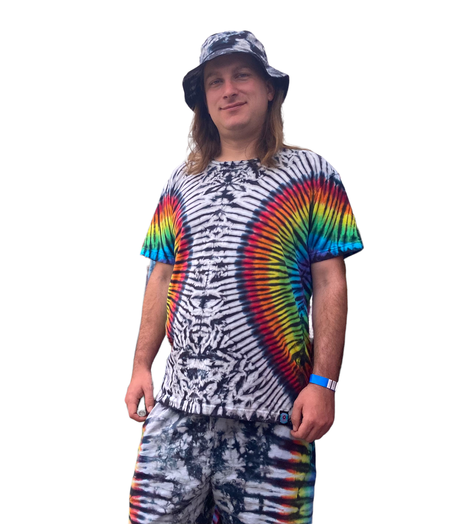 Adult Gray/Rainbow Hourglass Tie-Dyed Tee, XL