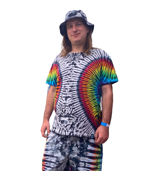 Adult Gray/Rainbow Hourglass Tie-Dyed Tee, XL