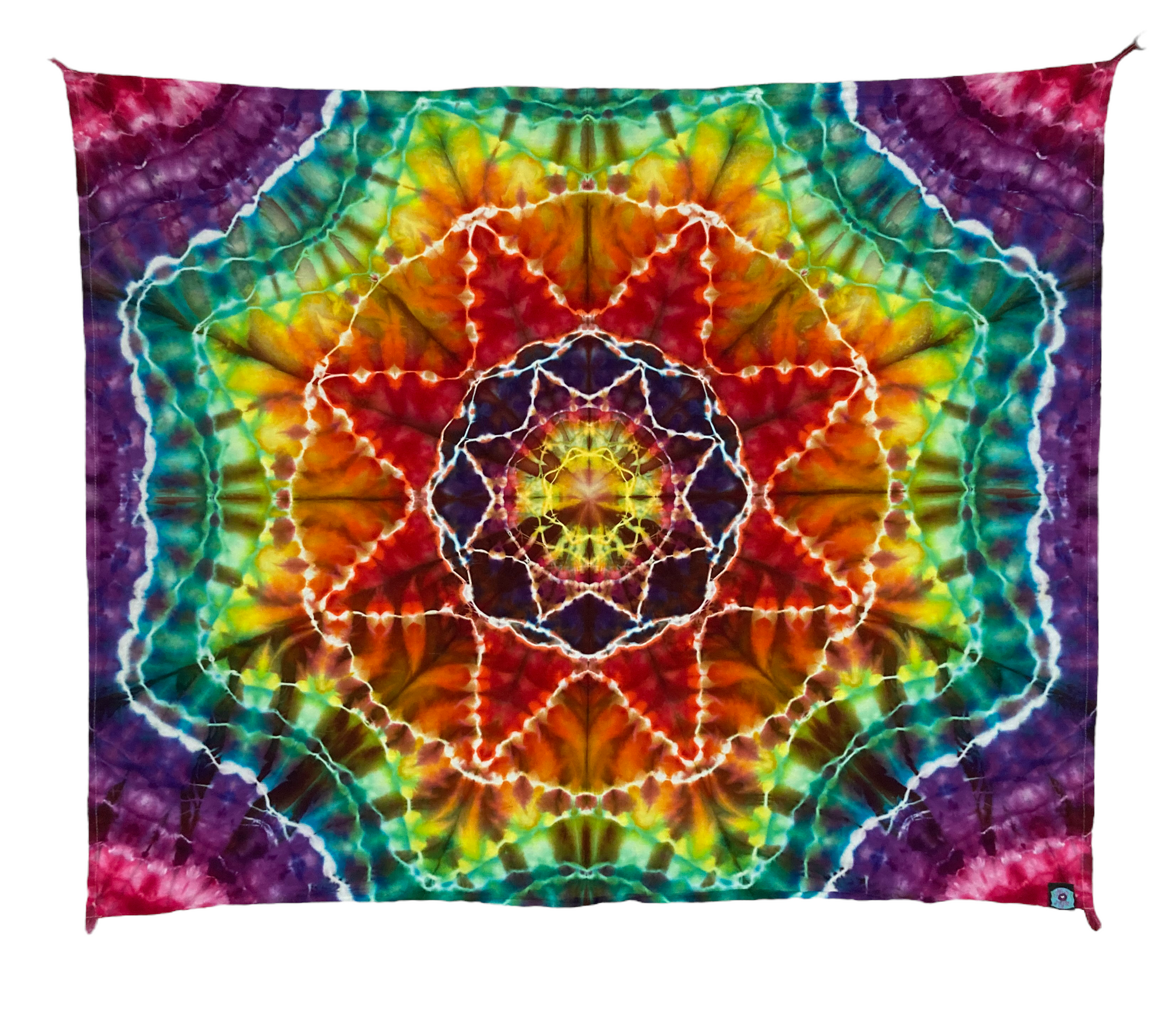 30" x 45" Rainbow Mandala Ice-dyed Mini Tapestry/Wall Hanging