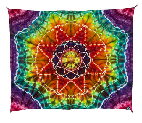 30" x 45" Rainbow Mandala Ice-dyed Mini Tapestry/Wall Hanging