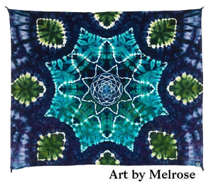 30" x 45" Ocean Mandala Ice-dyed Mini Tapestry/Wall Hanging