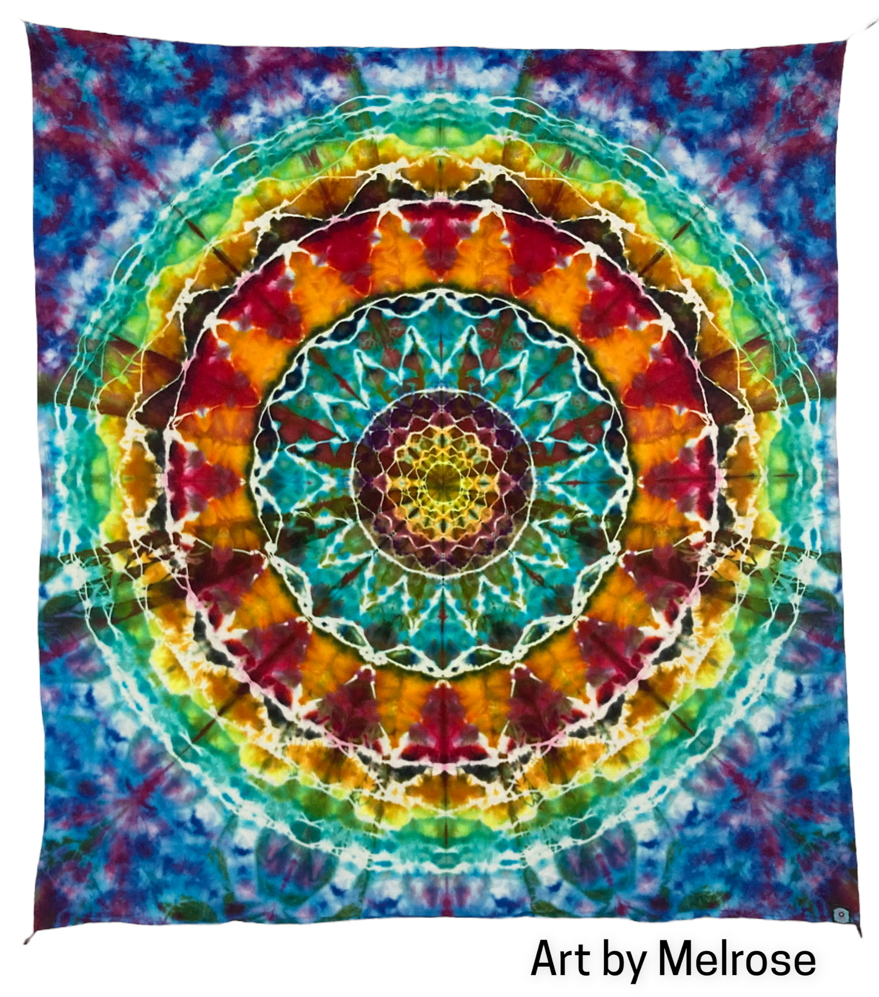 58" x 58" Tropical Pineapple Mandala Ice-dyed Tapestry/Wall Hanging