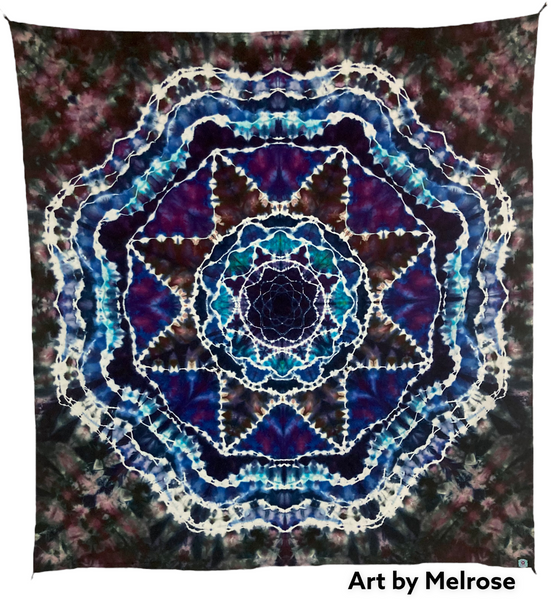 58" x 58" Midnight Mandala Ice-dyed Tapestry/Wall Hanging