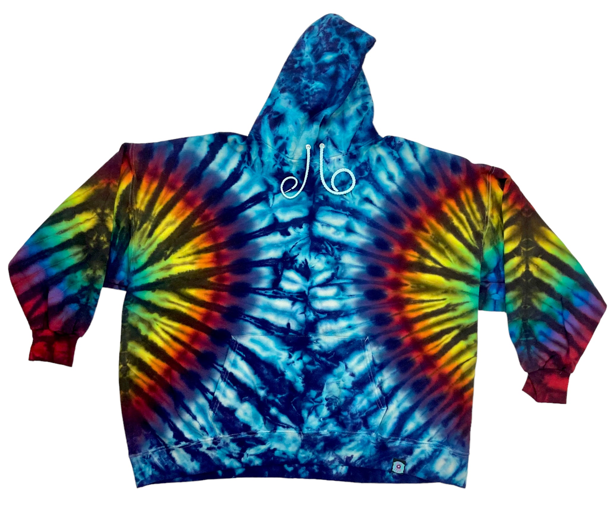 Adult Blue/Dark Rainbow Tie-Dyed Pullover Hoodie, 3XL