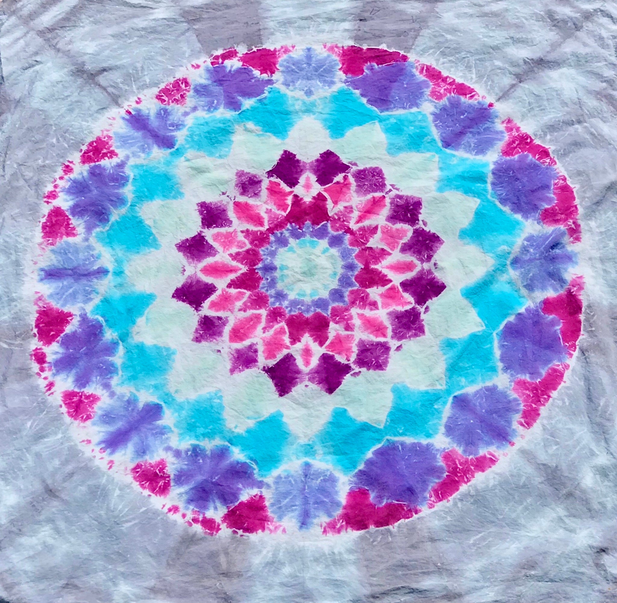 5'x5' Cool Gray Mandala Tie-dyed Tapestry/Wall Hanging