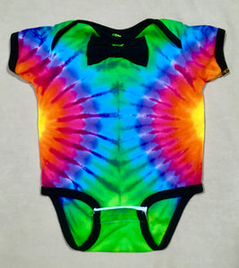 Baby Pastel Rainbow Tie-Dyed Bowtie Bodysuit, 12M
