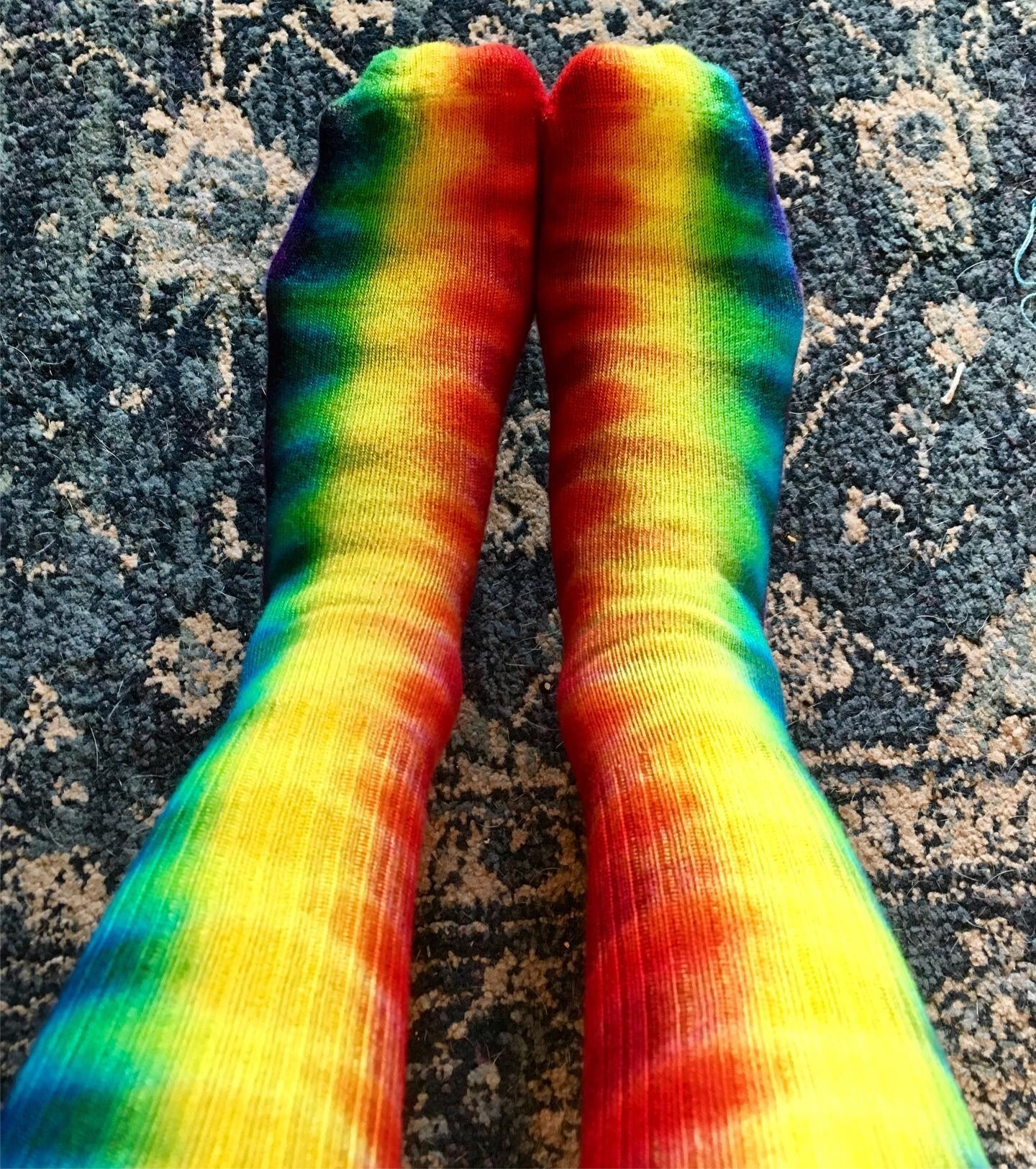 Adult Rainbow Tie-Dyed Bamboo Socks, 11-13