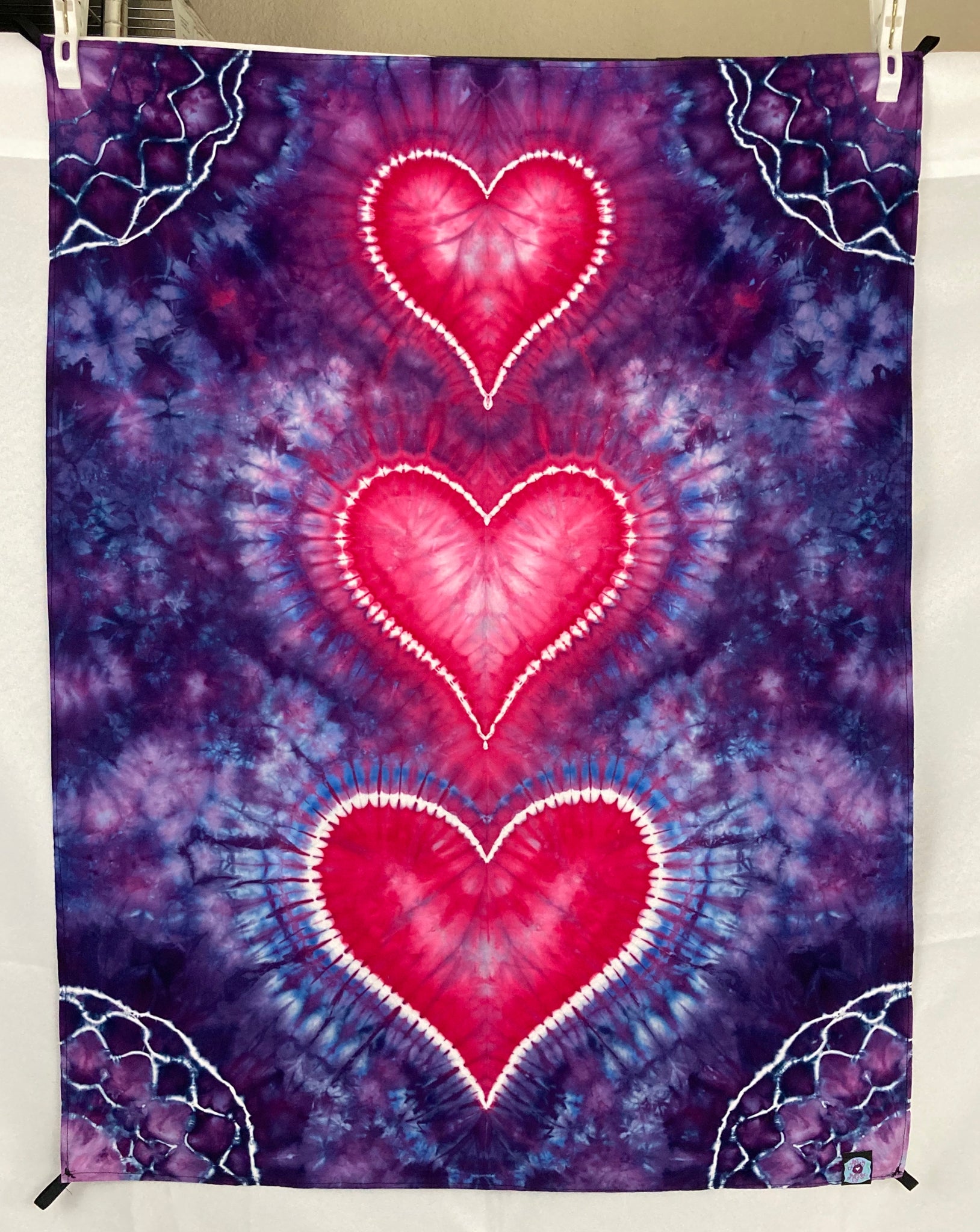 36" x 28" Hearts Ice-dyed Mini Tapestry/Wall Hanging