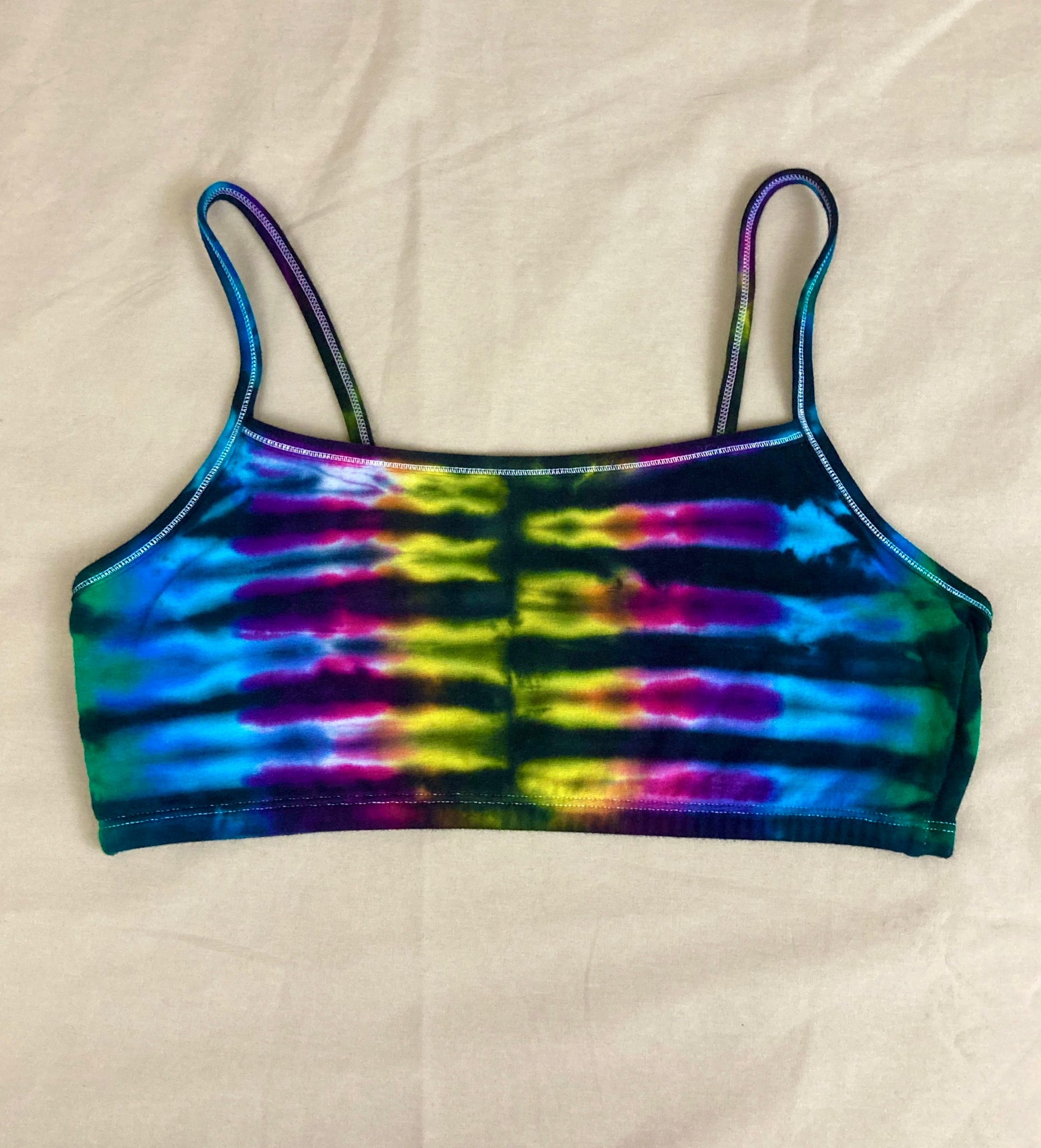 Women's Rainbow/Black Tie-dyed Bralette, S (34)