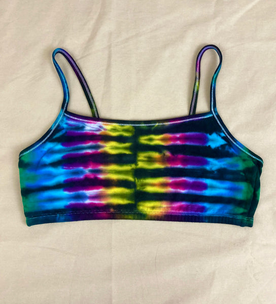 Women's Rainbow/Black Tie-dyed Bralette, S (34)