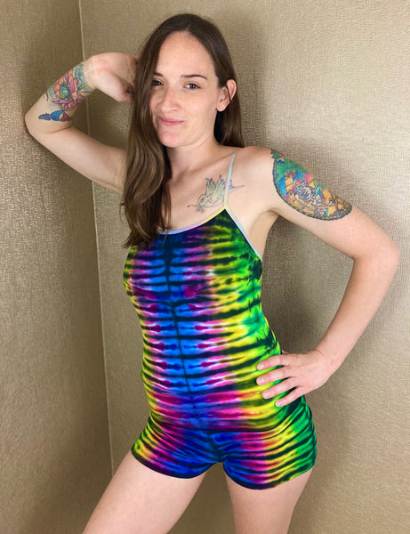 Women’s Rainbow/Black Tie-dyed Hot Shorts, S