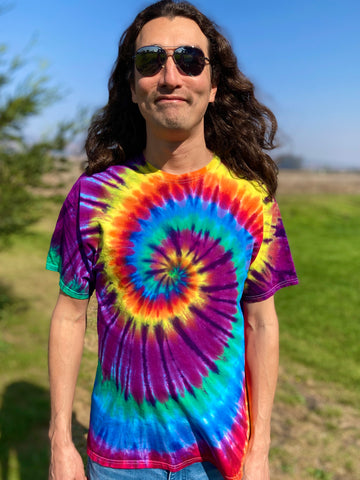 Adult Autumn Rainbow Spiral Tie-dyed Tee, 2X