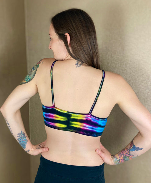 Women's Rainbow/Black Tie-dyed Bralette, S (34)