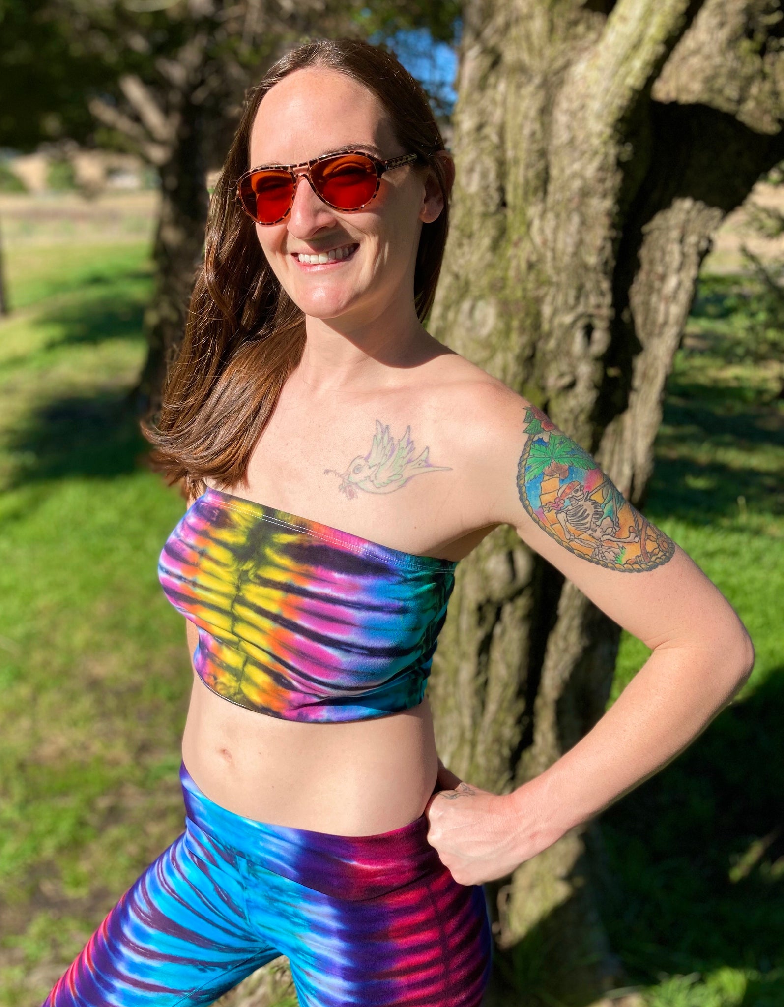 Women's Rainbow Tie-Dyed Tube Top, XS, S, L