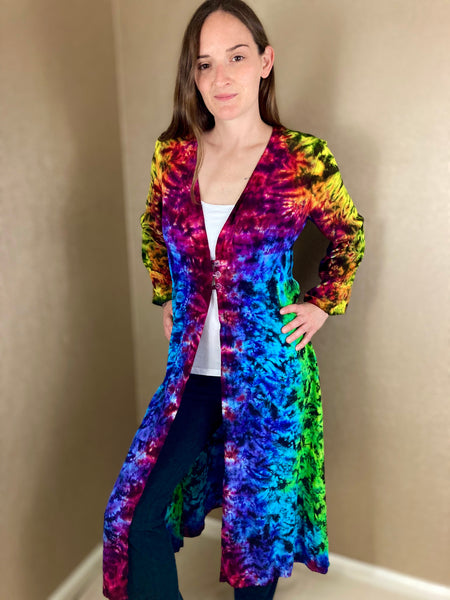 Women’s Rainbow/Black Tie-dyed Harmony Duster Coat, S