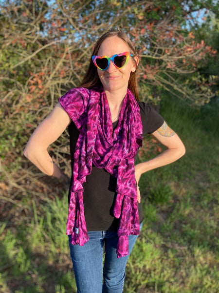 Pink Crush Tie-dyed Rayon Spiral Scarf