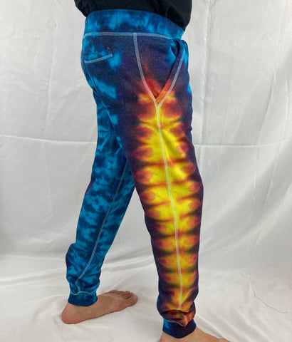 Adult Blue Sunset Tie-Dyed Jogger Sweatpants, XL & 2X