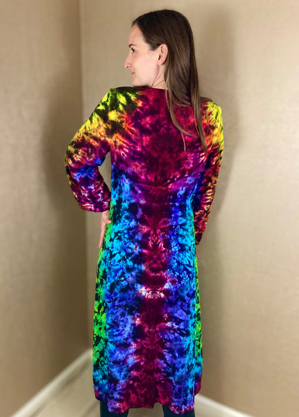 Women’s Rainbow/Black Tie-dyed Harmony Duster Coat, S
