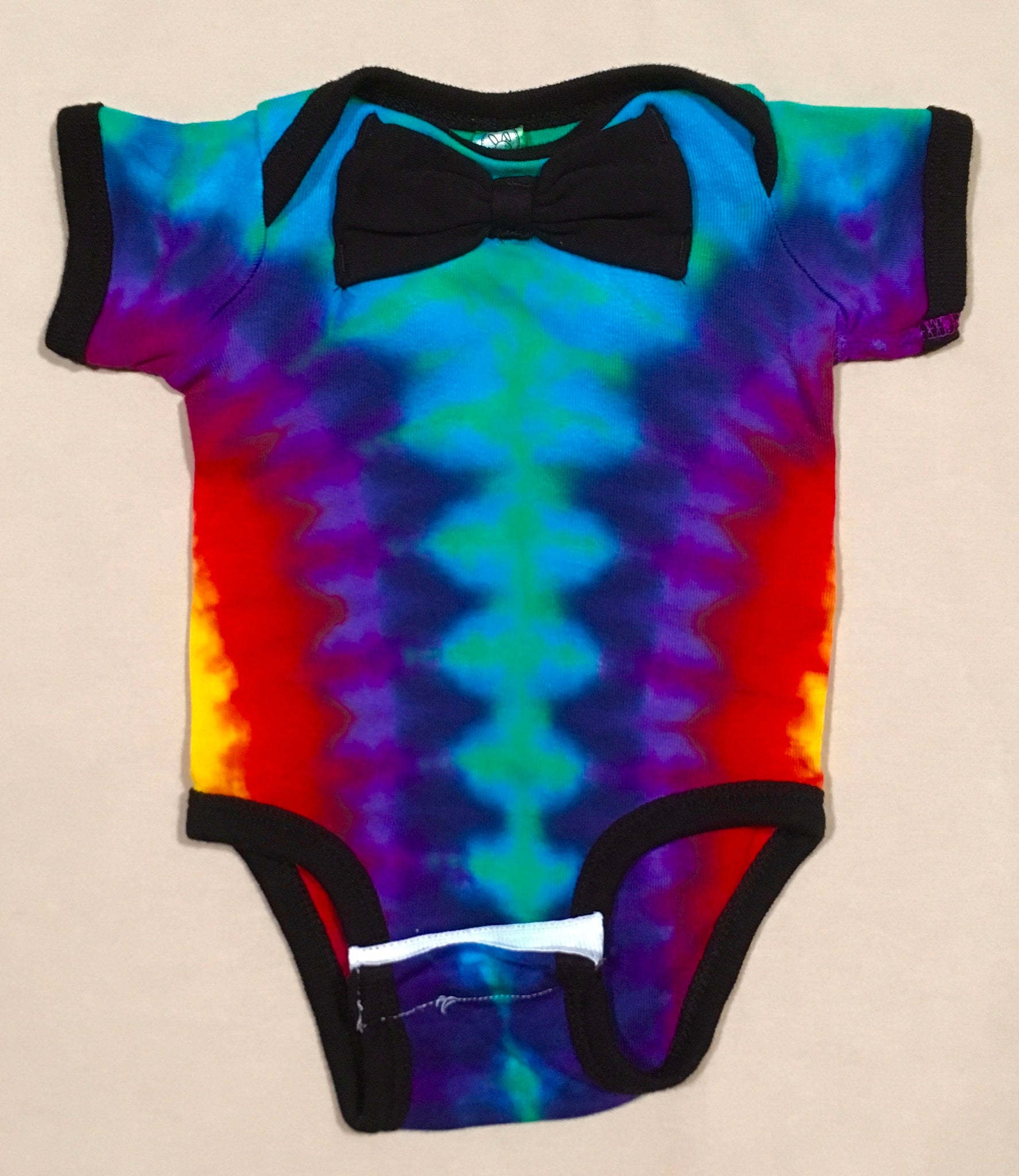 Baby Blue/Rainbow Tie-Dyed Bowtie Bodysuit, Newborn