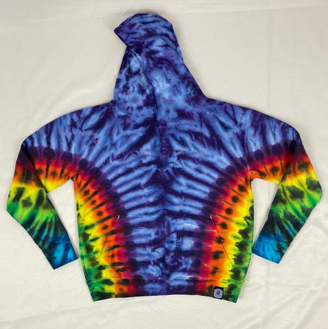 Youth Purple/Rainbow Black Tie-dyed Hoodie, M & L