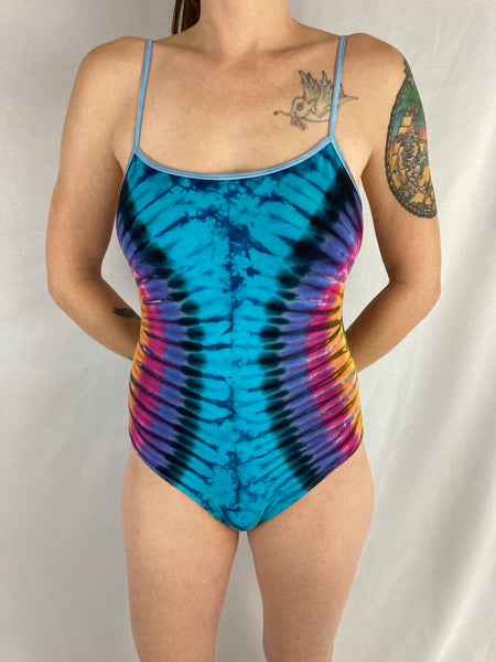 Women's Blue/Rainbow Tie-Dyed Bodysuit, S