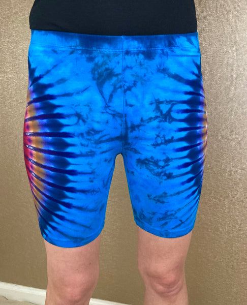 Women’s Blue Earthtone Tie-dyed Biker Shorts, S