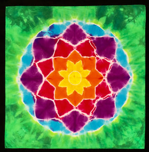Rainbow Flower Mandala Tie-Dyed Bandana