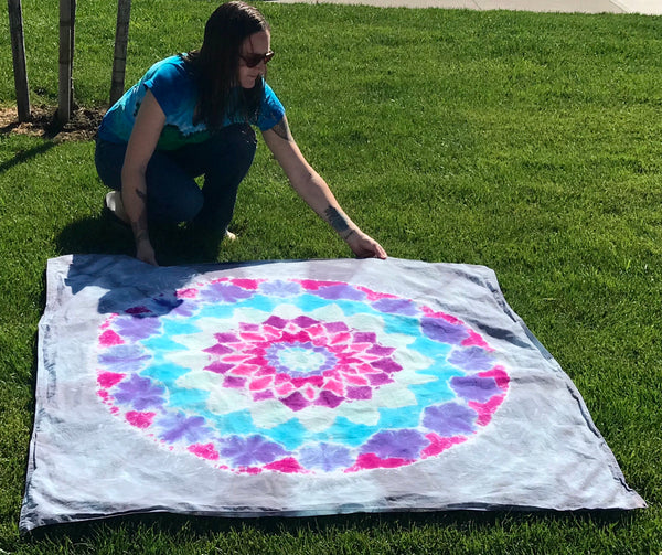 5'x5' Cool Gray Mandala Tie-dyed Tapestry/Wall Hanging